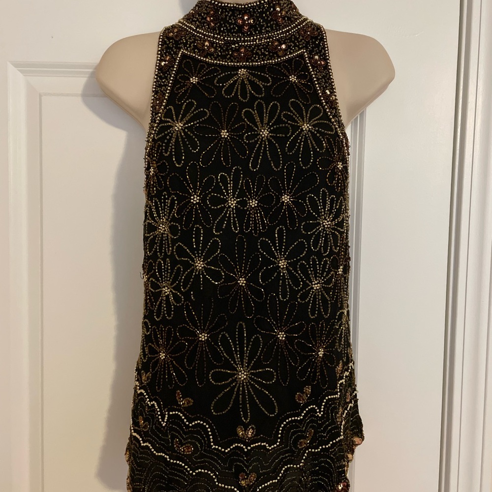 Black and Gold beaded formal top.
